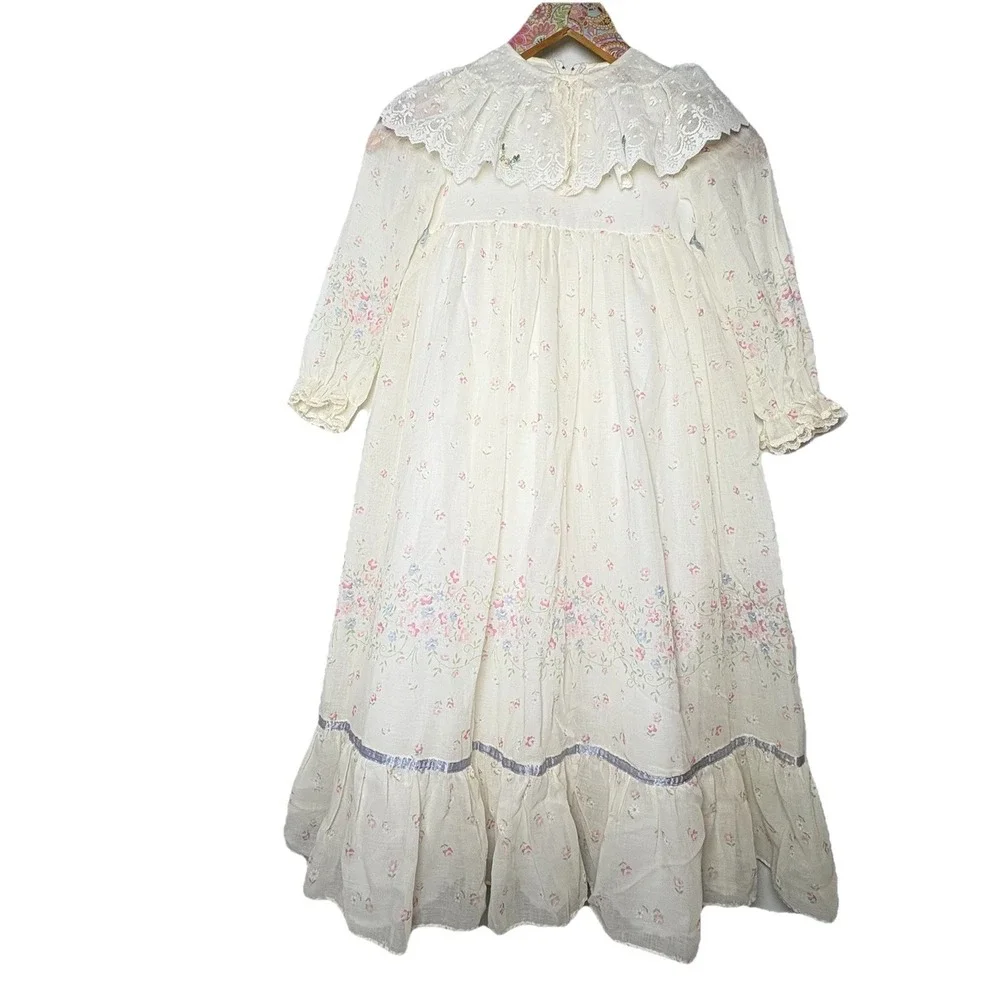 Ruth Of Carolina Dress Sz 5 VTG Lacy Prairie Style Lined Floral L - Picture 1 of 16